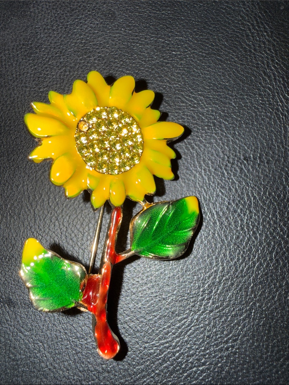 Yellow & Green Sunflower Brooch Pin